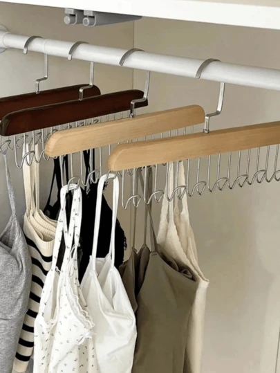 3 Piecesmulti-Functional Wooden Hanger With 8 Hooks, 360° Rotation, Space-Saving, Can Hang Clothes Such As Bras, Shirts, Underwear, Vests, Hats, Ties, Shoulder Straps, Etc. Seamless Hanger, Suitable For Back-To-School Season And School Supplies, And Also A Perfect Gift For Occasions Like Birthdays, Anniversaries, Valentine's Day, Christmas, Halloween, Teacher's Day, Graduation Ceremonies, Back-To-School Season, Thanksgiving, Etc.