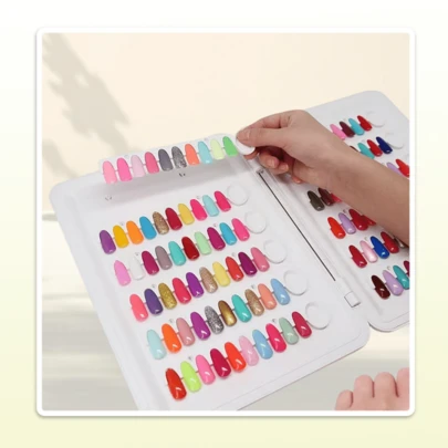 Nail Polish Color Chart, Odorless Removable Nail Polish Sample Book, Suitable For Home And Nail Salon. Detachable Design, No Glue Or Adhesive Needed, With Fixed Slots, Just Place Different Colored Nail Tips Inside. You Can Easily Take Out The Nail Tips, Try Them On Your Nails To Compare Different Colors, Then Insert Your Favorite Color Into The Slots Of The Nail Display Book.