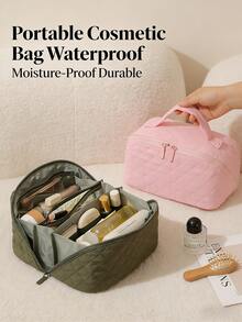 2pcs Cosmetic Bag Set, Large Capacity Dustproof Portable Makeup Bag, Makeup Brush Organizer, Multi-Functional Travel Toiletry Bag - Multicolor - View 2