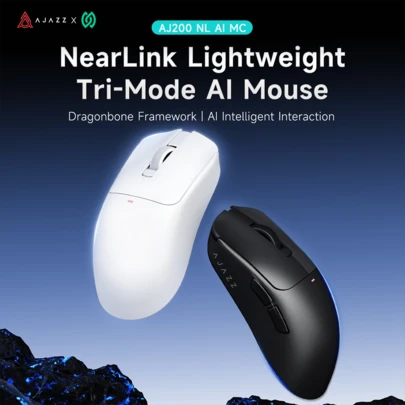  AJAZZ AJ200 NL AI MC Wireless Smart AI Mouse, Starry Chip AI Smart Interaction One-Key Voice, PAW3311 Sensor, Dual 1K DPI Gaming Mouse, 3 Modes 2.4G Wired/Bluetooth, Suitable For E-Sports Gaming And Office