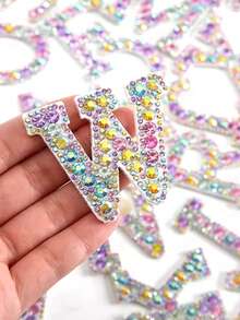 1 pieza de parche con transferencia de calor de letra negra con rhinestones A-Z para personalizar camisetas, chaquetas, aplicar con costura o pegamento - Negro - Ver 9