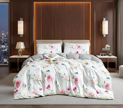 Aafan Floral Printed Duvet Cover Set Microfiber With Pillowcases Lightweight Comfortable Bedding For Everyday Bedroom Style For All Season Comfort