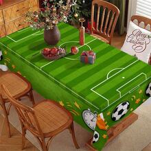 1pc Football Theme Printed Tablecloth, Green Background With Football Pattern, Suitable For Indoor/Outdoor Party And Home Decor, Rectangular Dining Table Cover - Multicolor - View 19