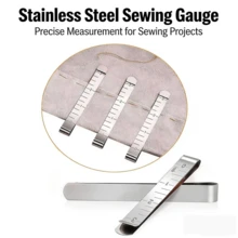 EDCUEBE7 10/20 piezas de clips de costura con borde de acero inoxidable, regla de medición para costura, clips de dobladillo de metal, herramientas de costura para tela, cortinas, acolchado, alfileres y marcado, adecuado para diversos escenarios y principiantes - Plateado - Ver 1