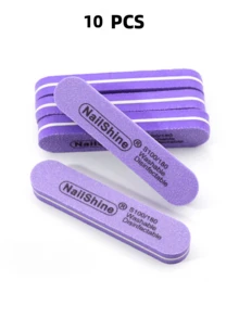 5/10pcs Rectangular Nail File Set, 0.47 Inch Thick, Suitable For Gel Nails, Washable Sponge Double-Sided 100/180 Grit Sandpaper For Grinding And Polishing - Multicolor - View 21