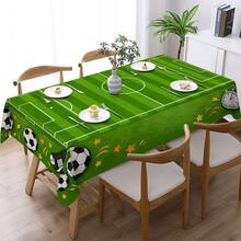 1pc Football Theme Printed Tablecloth, Green Background With Football Pattern, Suitable For Indoor/Outdoor Party And Home Decor, Rectangular Dining Table Cover - Multicolor - View 9