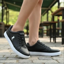 Men's Polo Plus Casual Style Sneakers - Comfortable - Black and White - View 2
