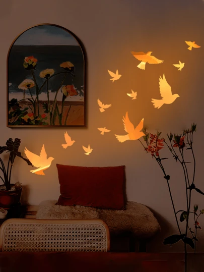 1pc Vibrant Orange Glow-In-The-Dark Wall Sticker, Removable Matte Finish Self-Adhesive Wall Decal For Living Room, Bedroom, Kids Room, Home Decor, Spring Decoration, Rama Decor Gift, Birthday/Graduation Present