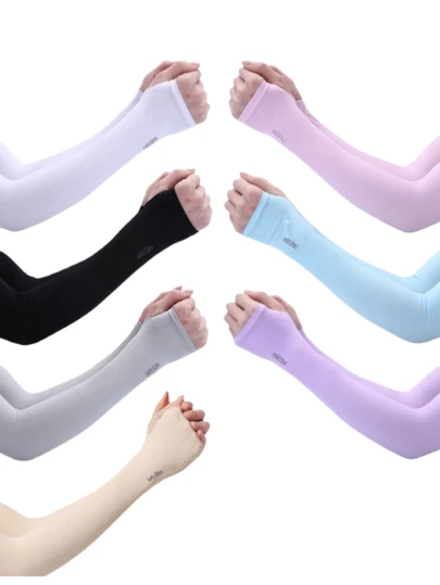 7 Pairs/Box Summer Ice Silk Arm Sleeves, Unisex UV Protection Breathable Arm Warmers, Versatile Comfortable Cycling Sleeves
