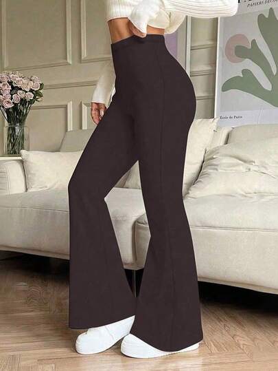 PETITE Women High Waist Solid Color Flare Sports Yoga Pants, Compression Tight Leggings For Running & Fitness Spring