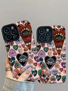 1 件装新款时尚优雅心形拼接图案防震真皮手机壳，适用于 17/17Air/17Pro/17ProMax/ 16/16Plus/16Pro/16ProMax/ 15/15Plus/15Pro/15ProMax/ 14/14Plus/14Pro/14ProMax/ 13/13Pro/13ProMax/ 12/12Pro/12ProMax/ 11/ 11Pro/11ProMax - 彩色 - 查看 3