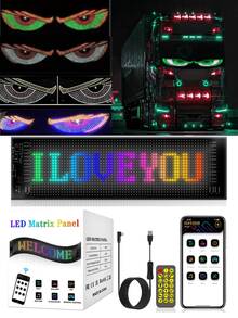 [2026 Latest] Car LED Flexible Screen "Devil's Eye" Dynamic Car Sticker, Remote Control + APP Dual Control, Stick And Use Advertising Soft Screen, Support Custom Patterns And Text, Car Windshield / Body Decoration Atmosphere Light - Multicolor - View 6