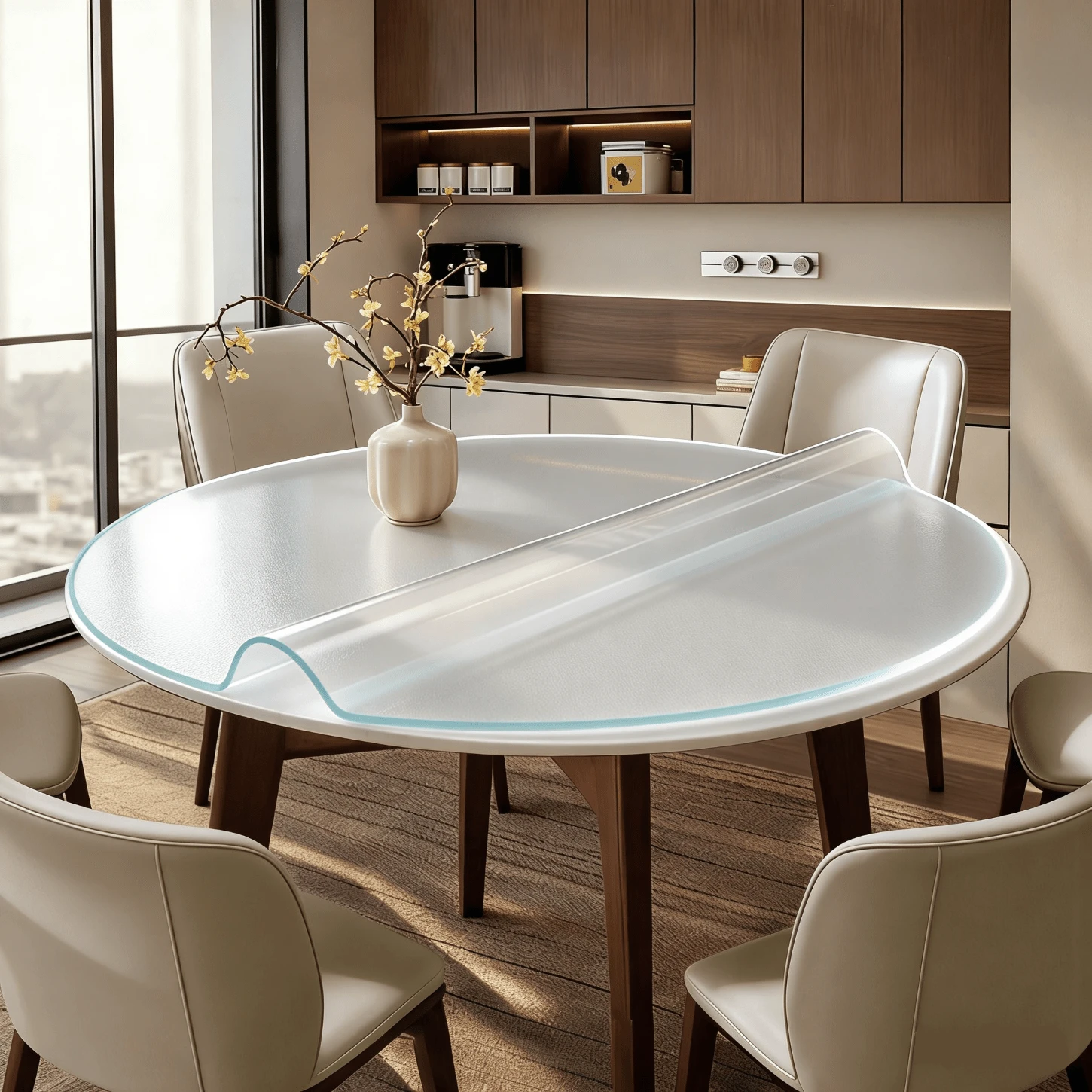 Premium Transparent PVC Round Placemat: Waterproof, Oil-Proof, Heat-Resistant Dining Table Mat, Clear Tabletop Protective Pad, Easy To Wipe Clean, Suitable For Restaurant, Kitchen, Furniture