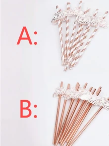 Rose Gold Paper Straws With Bride Tribe Flag, Suitable For Hen Party, Bridal Shower, Bachelorette Party, Wedding Party Tableware - Multicolor - View 2