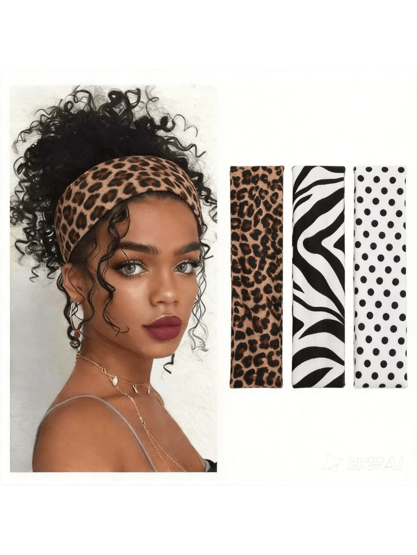 3 buc bentițe elastice cu imprimeu animal pentru femei, leopard, zebră, buline, elastice, bentițe de păr, moi, antiderapante, pentru yoga, fitness, călătorii și purtare zilnică, accesorii de păr de vară, vacanță - Multicolor - Vizualizare 1