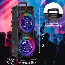 Portable Outdoor Wireless Speaker With Button-Controlled Subwoofer, 2400mAh Battery Capacity, RGB Lighting, Dazzling Light Effects, Dual Subwoofer Design, Suitable For Home, Outdoor, Parties, Square Dancing, Karaoke, Family Gatherings, Disco And Other Occasions, With Cool Lighting Effects. - 查看 8