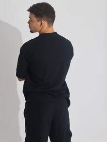 Kit 2 Men's Oversized T-Shirt Streetwear Plain Cotton Basic Collar - 裸色/黑色 - 查看 7