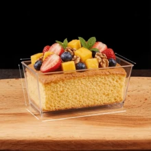 Bộ 25/50/100 chiếc/gói, cốc nhựa đựng tráng miệng 150ml (5oz) kèm thìa và nắp, bát tráng miệng hình chữ nhật bằng nhựa có thể tái sử dụng, đĩa nhỏ, khuôn bánh, thích hợp cho các món tráng miệng, bánh pudding, mousse, dã ngoại, tiệc tùng. - Trong sáng - Xem 13