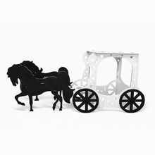 Colorful MDF Cart, Carriage, And Horse For Party Decoration - Choose Your Color - Black and White - View 1