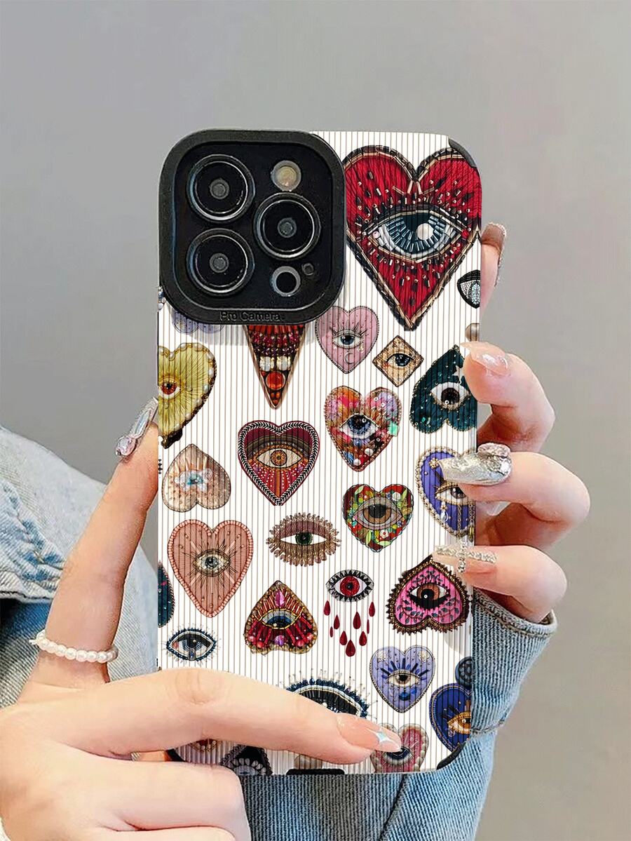 1 件装新款时尚优雅心形图案防震真皮手机壳，适用于 17/17Air/17Pro/17ProMax/ 16/16Plus/16Pro/16ProMax/ 15/15Plus/15Pro/15ProMax/ 14/14Plus/14Pro/14ProMax/ 13/13Pro/13ProMax/ 12/12Pro/12ProMax/ 11/ 11Pro/11ProMax - 彩色 - 查看 1