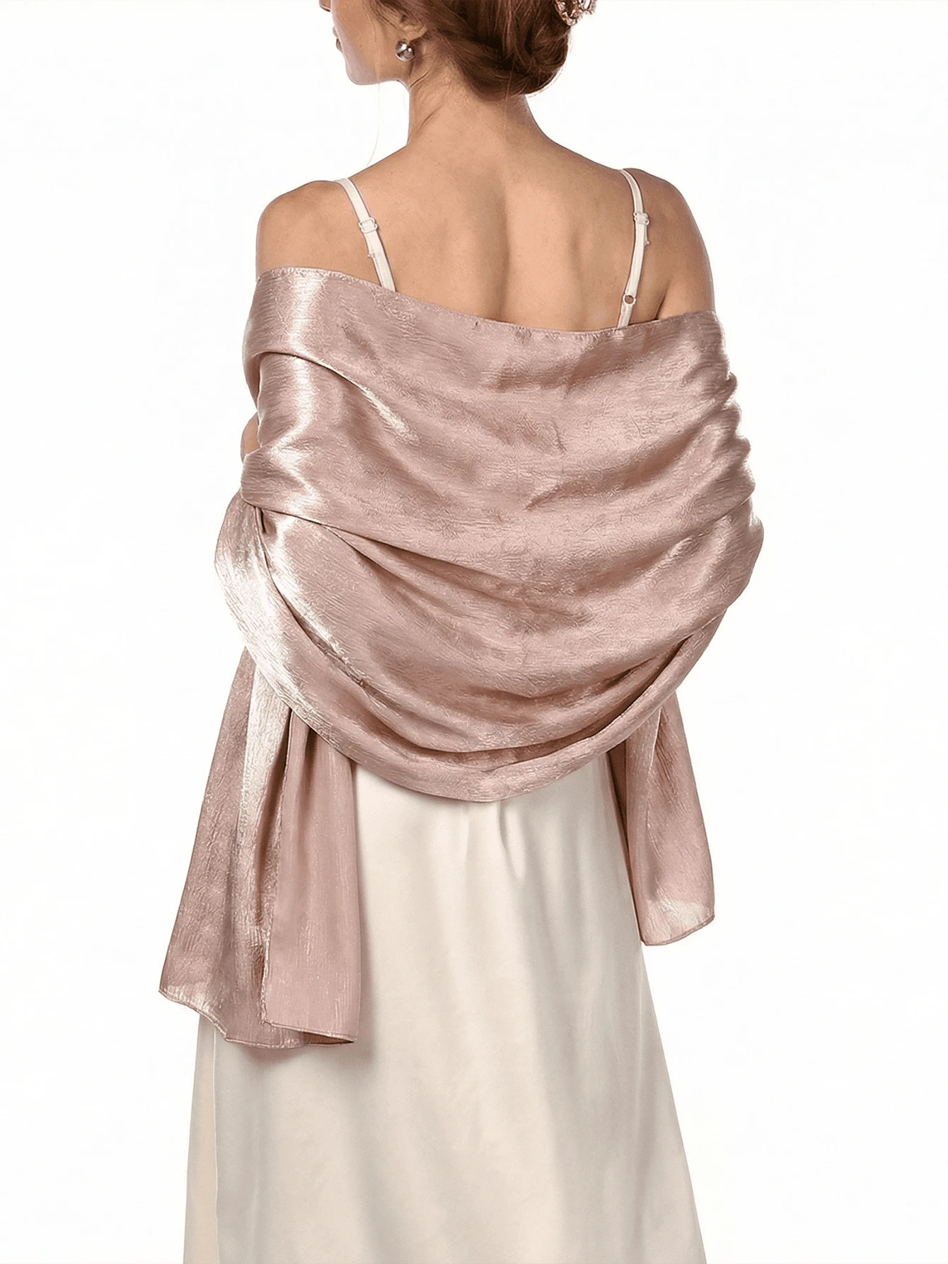1pc Women's Bohemian Style Classic Solid Color Smooth Satin Scarf, Casual Autumn Shawl Sunscreen Headscarf, Suitable For Daily Use - Nude Skin Tone - View 1