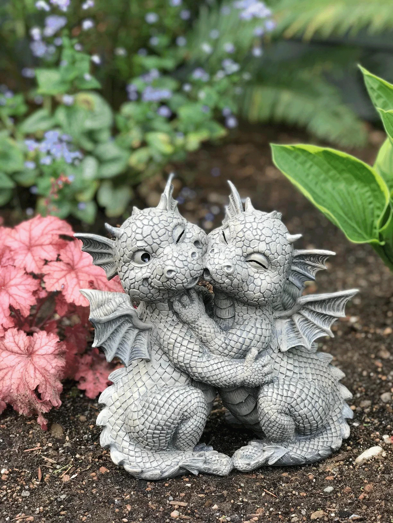Tượng rồng lãng mạn dành cho người yêu thích nghệ thuật, làm từ nhựa giả đá; Trang trí nhà cửa hình rồng ôm; Nghệ thuật giả tưởng