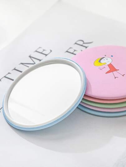 10/20个/套卡通圆形化妆镜，颜色和款式随机，高品质便携式化妆镜，轻巧防刮，宿舍、车内、送给女朋友的理想礼物