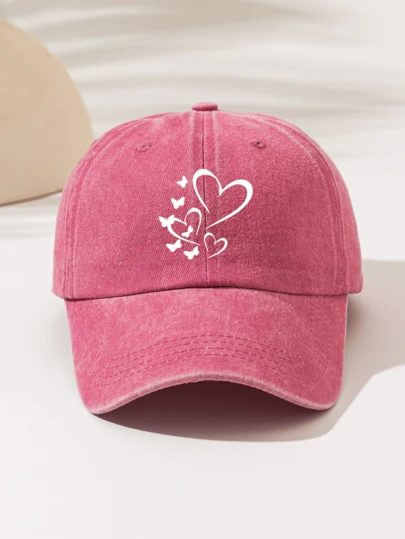 1件时尚“三颗心和蝴蝶”印花图案T恤，高品质装饰礼品，适合送给家人和朋友，四季皆宜，轻便易携，适合户外活动。