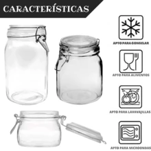 6 Tarros de Cristal Herméticos (Elegir Tamaño) – Tarros herméticos de Almacenamiento para Alimentos, Conservación Fresca y Organizada - Incluye Etiquetas + Ebook de 102 Recetas - Ver 2