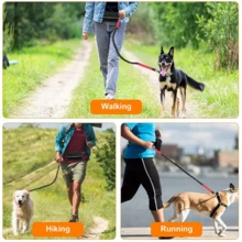 Hands-Free Dog Leash With Reflective Waist Pouch, Retractable Elastic Pet Leash For Running, Walking, Jogging - Multicolor - View 4