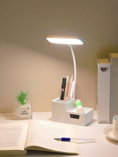 Đèn bàn LED thiết kế tối giản, có ngăn chứa đồ, dùng nguồn USB, điều chỉnh 3 màu ánh sáng, điều khiển cảm ứng, đèn đọc sách màu trắng, đèn bảo vệ mắt cho học sinh.