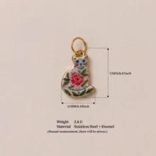 1个彩色猫咪吊坠，卡通乡村风格，珐琅釉工艺，18K镀金PVD涂层，不锈钢材质，防水、防晒、抗氧化，适合DIY制作手链、脚链、项链、身体链等饰品。 - 彩色 - 查看 8