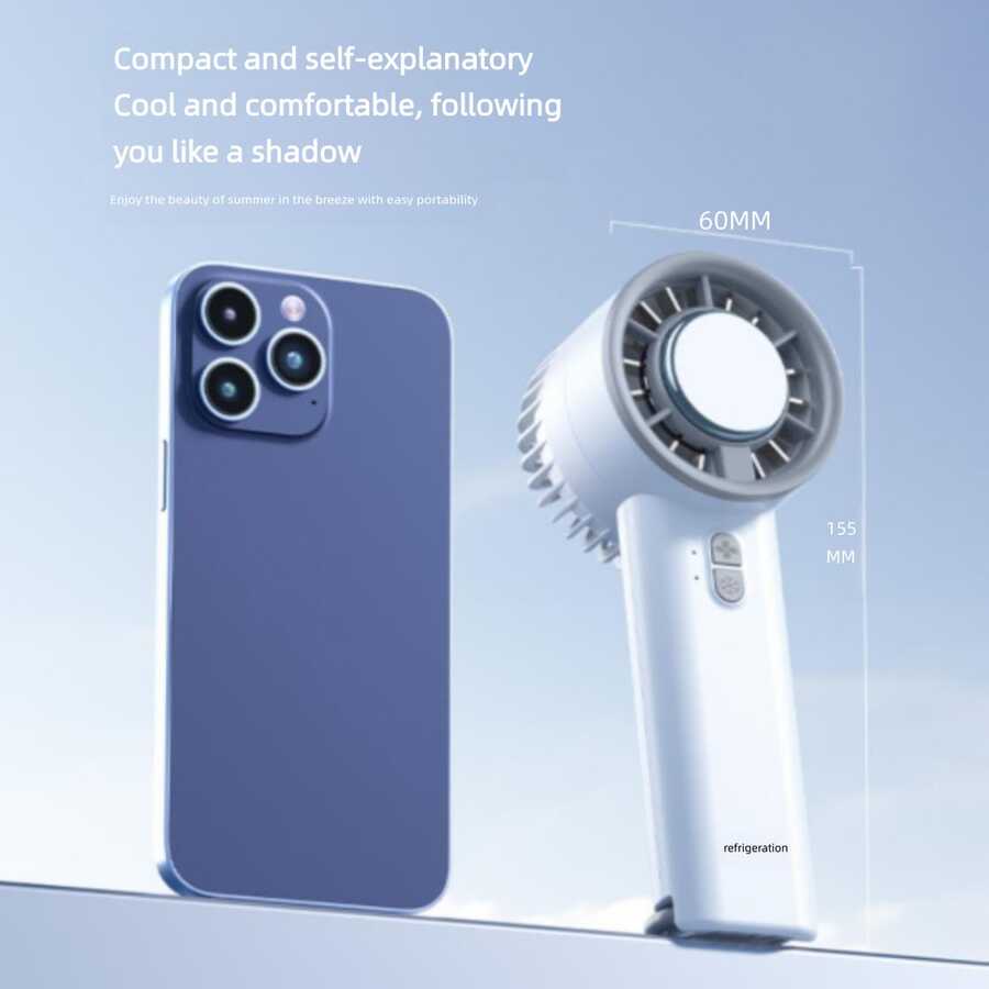 2000mAh 半导体散热手持风扇，3 档风速，冰爽制冷，手持桌面两用，夏季降温神器 - 手持 - 查看 1