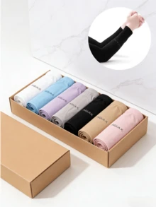 7双/盒夏季冰丝袖套，男女通用防紫外线透气保暖袖套，多功能舒适骑行袖套 - 彩色 - 查看 4