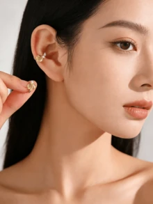 1对铜合金可爱优雅夹式耳环（女士款） - 貝殼 - 查看 1