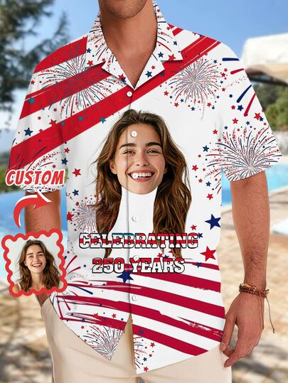 قميص هاواي قابل للتخصيص للرجال، قميص أزرار ياقة البرازيل، قميص كم قصير مطبوع بوجه مضحك، هدية شخصية للصديق، الزوج، العائلة، الأصدقاء