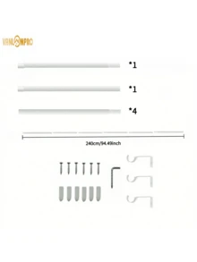 1pc White Curtain Rod Set With Brackets, Adjustable Length, 1.6cm Diameter Metal Rod, Easy Installation Supports, Modern Minimalist Decor Style, Matte Black Design, Suitable For Sheer Curtains And Shower Curtains Home Bathroom Decor Fall Decor Bathroom Accessories Back To School - Multicolor - View 15