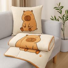 Cojín Capibara 2 en 1 con Frazada Acolchada Suave |   Almohada Convertible de Peluche - al azar - Ver 2