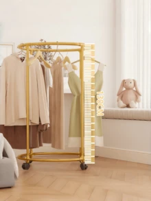 1pc Thickened Rotary Clothes Hanger Rack, Floor-Standing Drying Rack With Wheels, Easy Clothes Storage And Display, Suitable For Home And Retail Spaces, Available In Gold, Black, White, Multi-Functional Metal And PP Rack With Wheels - Ideal For Rooms, Living Rooms, Balconies, Offices - Multicolor - View 1