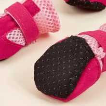 4pcs/Set Pet Casual Breathable Mesh Soft Bottom Shoes, Suitable For Teddy, Poodle And Other Small Dogs - Black - View 6