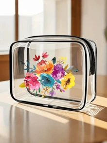1pc Floral Pattern Makeup Bag, MAMA Print Cosmetic Bag, Zipper Multi-Functional Organizer Pouch, Mother's Day Gift, Gift For Women And Girls, Ladies Gift Bag, Inspirational Gift, Thank You Gift Makeup Bag, Suitable For Travel, Business, Vacation, Daily Use, Sports, Fitness, Beach Travel Essentials - Multicolor - View 14