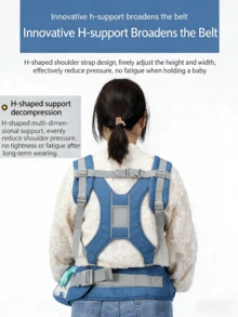 4-In-1 Baby Carrier Waist Stool, Lightweight Multifunctional Infant Carrier For Outdoor Use, All Seasons - Royal Blue - View 6