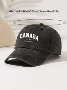 1pc "CANADA -EST 1867-THE TRUE NORTH" Printed Design, Fashionable Gift For Family And Friends, Suitable For All Seasons, Outdoor Sports, Lightweight And Portable,Summer,Beach,Hat,Holiday,Travel - Washed Baseball Cap - View 4