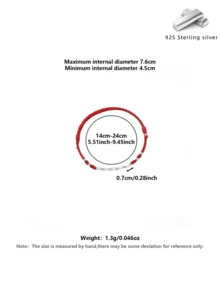 简约竹结银手链，附赠精美礼盒，送给闺蜜的完美礼物 - 紅色 - 查看 2