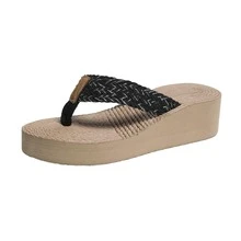 1双休闲草编人字拖，适合春、夏、秋季穿着。 - 黑色 - 查看 10