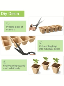 Cốc ươm cây bằng bột giấy, khay dinh dưỡng, chậu trồng cây mọng nước tròn/vuông dùng một lần bằng bột giấy, bộ chậu ươm cây xanh, thích hợp cho giâm cành lá mọng nước, lan, cây con rau, khay ươm cây, khay ươm rêu than bùn, bộ dụng cụ ươm cây, khay nảy mầm cây - A - Xem 4