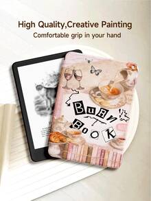 1pc Sweet Girl Style Book Collage Pattern Kindle/Tablet Protective Case, Compatible With IPad 10.2" 2021/2020 10th/9th/8th Gen, (A16) 11" 11th Gen 2025, Galaxy Tab A8 10.5" 2022, Tablet Cover With Pencil Slot, Auto Sleep/Wake - Multicolor - View 4