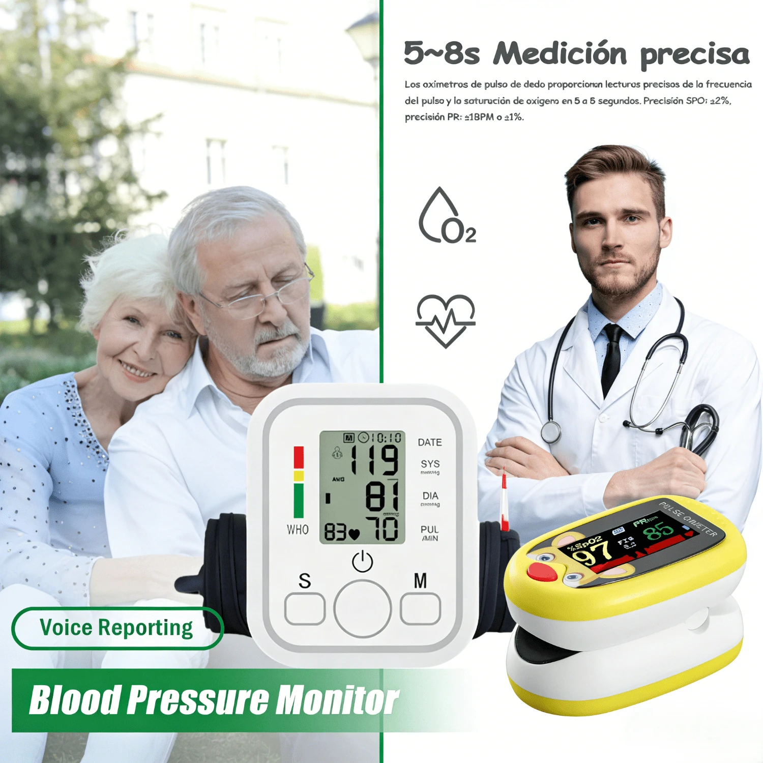 Blood Pressure Monitors & Accessories - White and Yellow - View 1