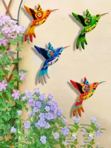 1pc/4pcs Vibrant Metal Hummingbird Wall Art Decor, Suitable For Indoor/Outdoor Decoration, Balcony, Patio, Fence, Wedding Party, Home Decor - Gift For Bird Lovers - A - View 3