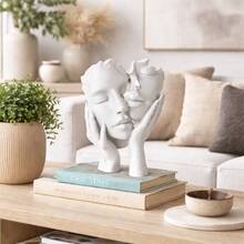 Decorative Sculpture Of Intertwined Faces – Modern Statue For Living Room, Table Or Bookshelf | Minimalist Decor - 1PC - 查看 3